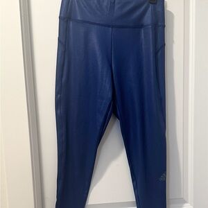 NWOT Adidas Aeroready Shiny Blue Spandex Leggings